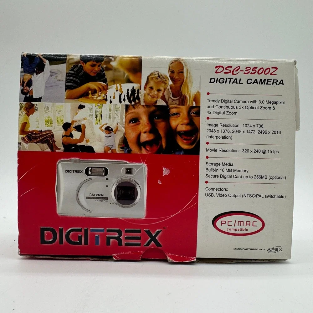 Digitrex DSC-3500Z 3.0MP Digital Camera 3x Optical Zoom Y2K Box Accessories